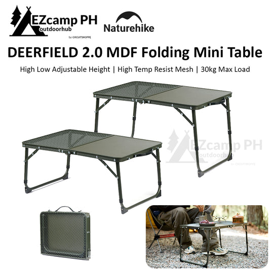 Naturehike DEERFIELD 2.0 MDF Folding Mesh Mini Table Adjustable High Low Portable Ultralight Foldable Outdoor Camping Aluminum Small 30kg Max LUYE