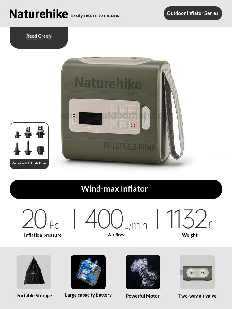 Naturehike WIND MAX High Pressure Air Pump Portable Ultralight Multipurpose For Inflatable Tent 5200mAh Battery Wireless USB C Charging Power bank