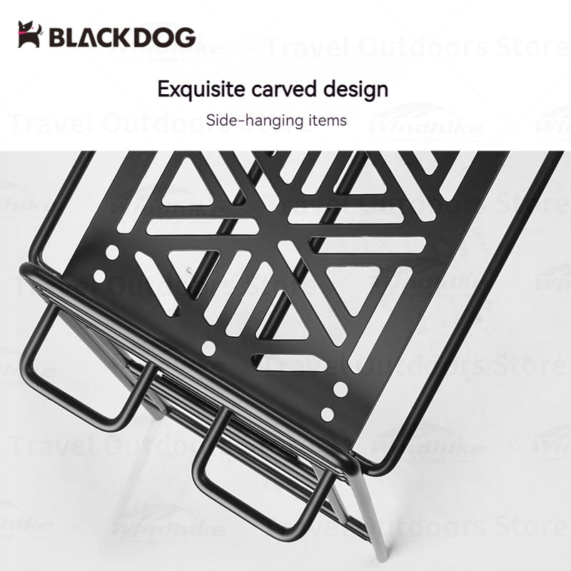 BLACKDOG by Naturehike Black Trapezoidal Metal Storage Rack Shelf Portable Outdoor Camping Equipment Shelves Small Large Load up to 50kg Heavy Duty Steel Iron with Storage Bag Black Dog Nature Hike