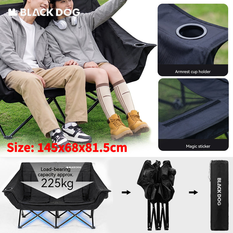 Blackdog FLOATING MOON PRO 2 Folding Portable Double Seat 225kg Max Load Extra Wide Camping Chair