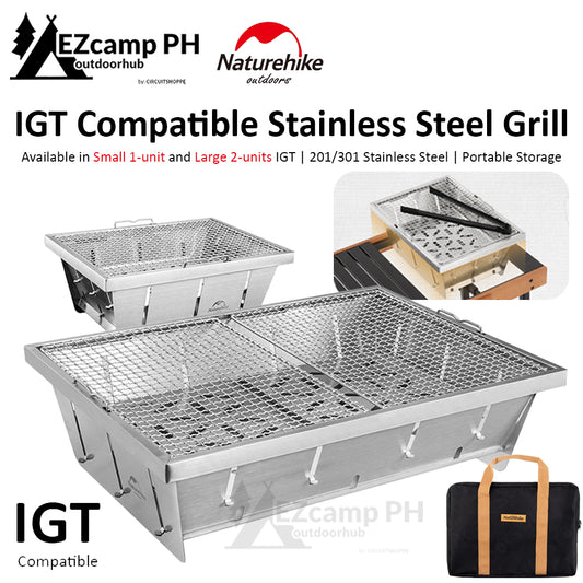 Naturehike IGT Compatible Large Small Table Integrated Grill 1 / 2 Unit IGT Standard Sized 201 301 Stainless Steel Portable Folding Charcoal BBQ Burner Foldable Outdoor Camping Glamping Nature Hike