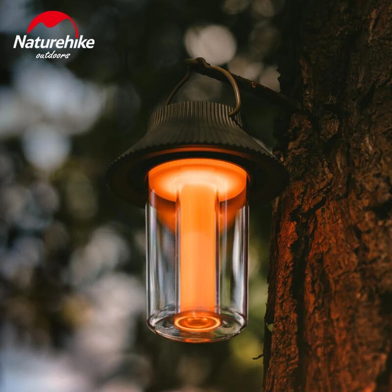 Naturehike MOUNTAIN PAVILLION Outdoor LED Lantern Light Camping Atmosphere Ambient Lighting IPX4 Waterproof 20-200 Lumens USB C Charging 4000mAh Battery up to 55H Lamp Warm White Nature Hike