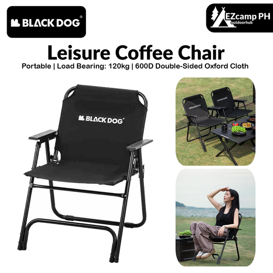 Blackdog Leisure Coffee Chair Portable Casual Folding Chair 600D Thick Double-Layer Oxford Cloth Camping Fishing Wood Armchair Bearing 120kg Seat