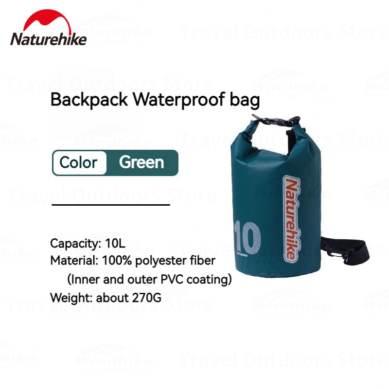 Naturehike 10L 15L 25L Portable Heavy Duty Outdoor Bag IPX6 Waterproof Backpack Ultralight Bag 500D PVC Coating Wet And Dry Separation Fishing Snorkeling Swimming Ocean Pack Beach Drifting Original Camping Equipment