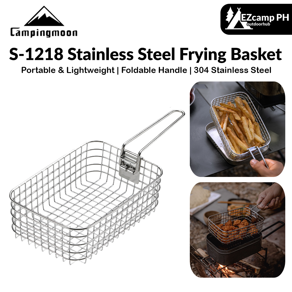 Campingmoon S-1218 Stainless Steel Frying Basket Portable Lightweight Mesh Strainer Deep Fryer For Lunchbox Outdoor Camping Cookware Accessories Add-on