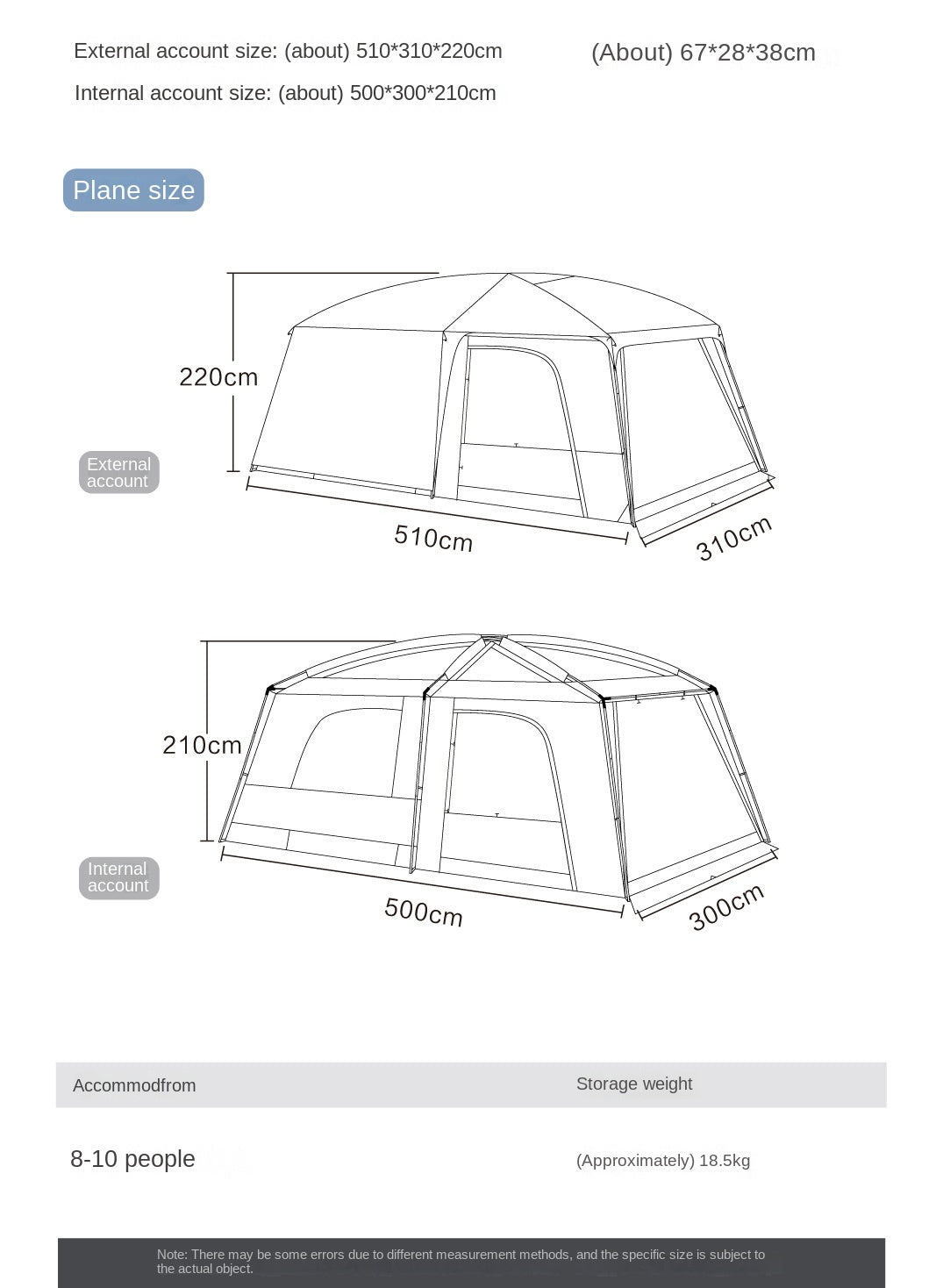 Vidalido POON SAAN PRO Portable 8-10 Person Banshan Villa Extra Large Semi-Automatic Cabin Style Black Tent Outdoor Camping 15m² Interior Space 2 Bedroom Waterproof 150D Titanium Silver Coated Sunscreen