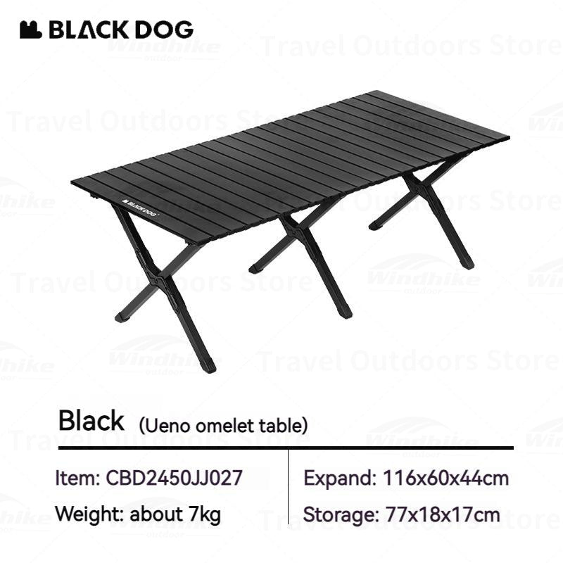 BLACKDOG Aluminum Alloy Egg Roll Folding Table Portable Camping Coffee Dining Table Outdoor Tourism Hiking Picnic Beach Foldable Board Triangular Cross Support Heavy Duty Orignal Nature Hike Black Dog