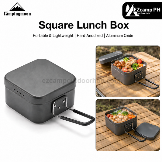 Campingmoon Square Lunch Box Portable Lightweight Aluminum Oxide Open Flame Heated Outdoor Picnic Camping Cookware Kitchenware