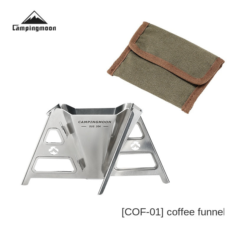 CAMPINGMOON Black Folding Coffee Filter Rack Portable Ultralight Coffee Dripper Bracket With Storage Bag Outdoor Hiking Beach Picnic Travel Tools Heavy Duty Original Camping Moon