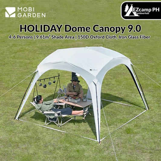 MOBI GARDEN HOLIDAY Dome Automatic Canopy 9.0 Camping Outdoor 4-6 Persons Sunshade Quick Open Awning Self-supporting Vinyl Tent Waterproof Camping Hiking Picnic Beach Travel Heavy Duty Original MobiGarden