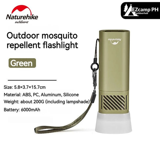 Naturehike Anti Mosquito Flashlight Outdoor Camping Lamp Tent Lantern Lighting Insect Repellant Mat Coil IPX4 Waterproof USB Type C Charging 6000mAh Battery Flash Light Nature Hike