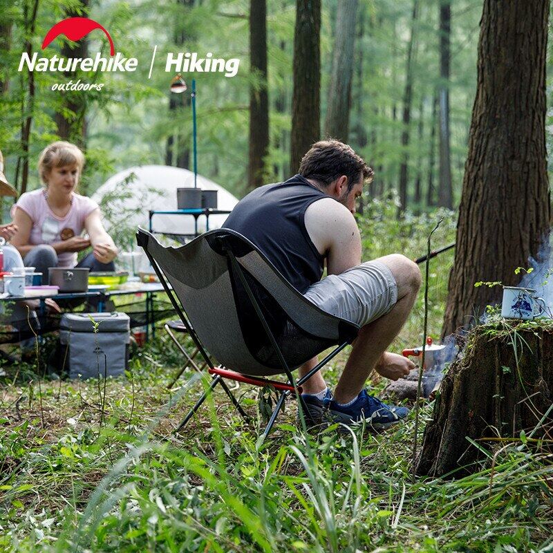 ( MINOR FLAW ) Naturehike YL05 Outdoor Ultralight Folding Chair 1.1kg Aluminum Alloy Support up to 150kg Max Load Beach Moon Chair Camping Hiking