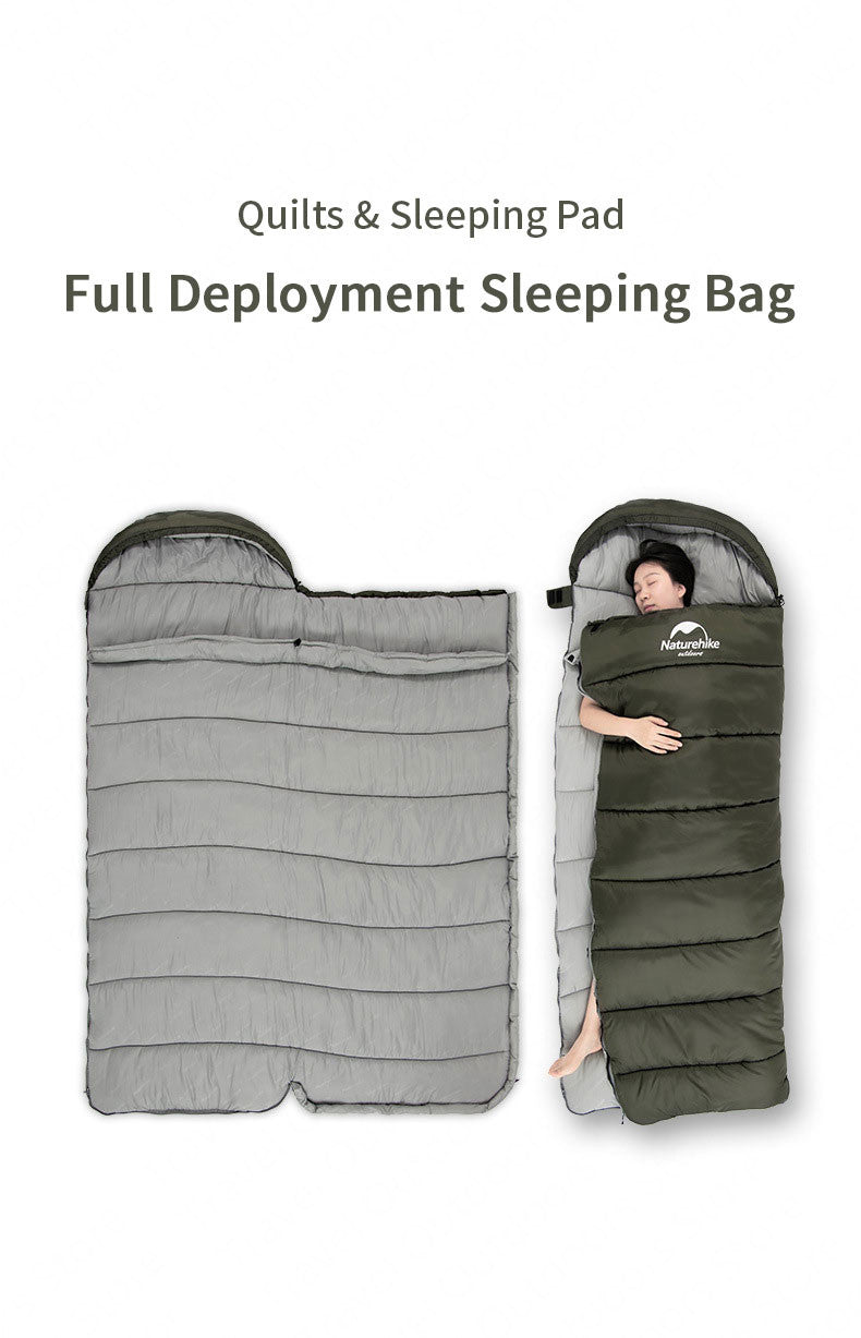 Naturehike U-Series Square Sleeping Bag Portable Ultralight Thickened Polyester Cotton Winter Envelope Sleeping Bags Outdoor Camping Waterproof