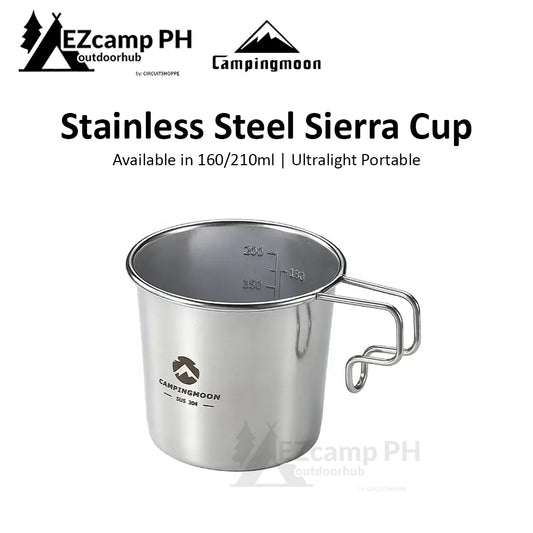 CAMPINGMOON Sierra Cup Beer Coffee Tea Hanging Mug 304 Stainless Steel Outdoor Camping 160/210ml Drinking Cooking Cup Ultralight Easy To Carry Stackable Portable Shera Siera Utensil Tableware Cookware Camping Moon S180 S190 S180-B