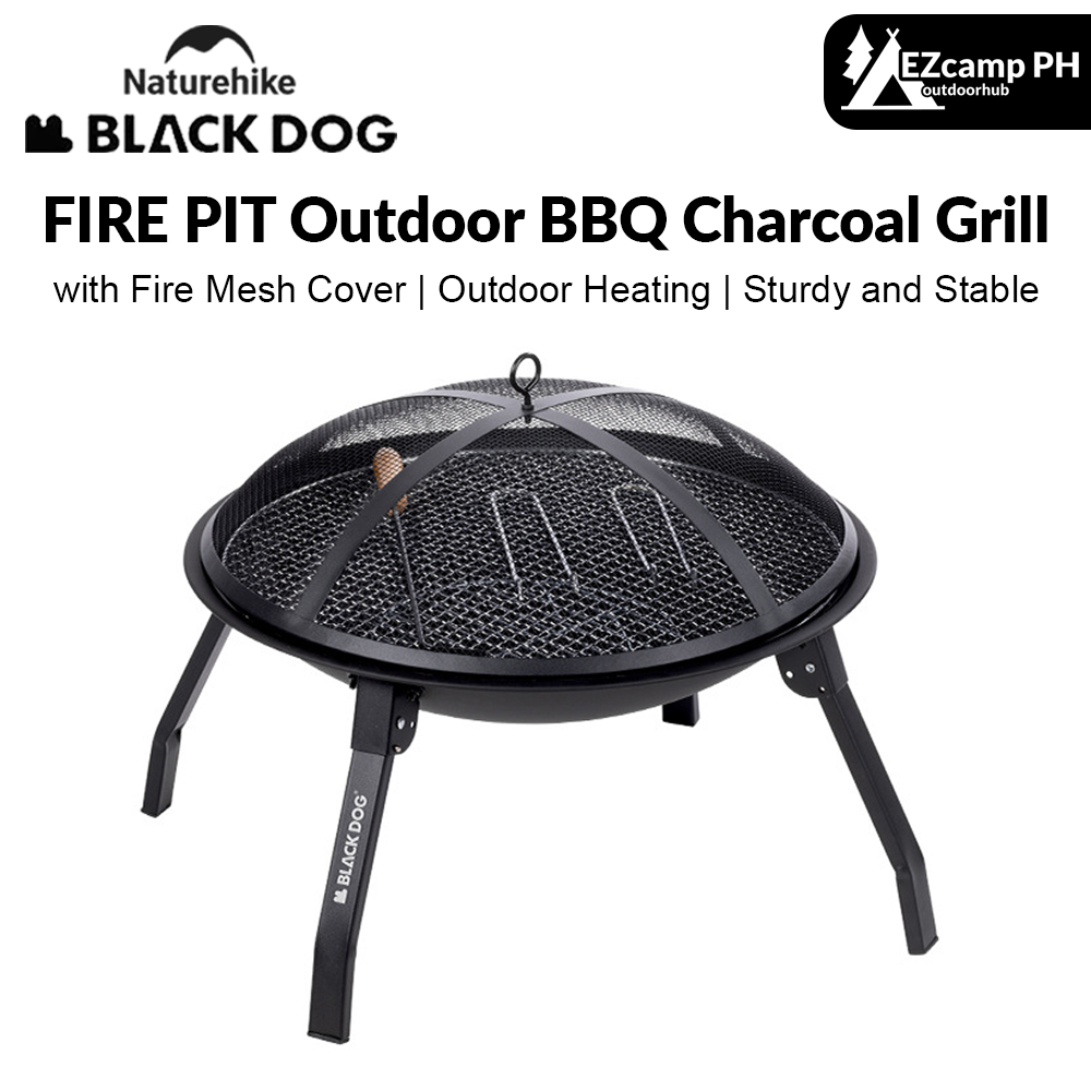 BLACKDOG by Naturehike FIRE PIT Barbecue Heating Charcoal Grill Stove Burner Camping Cooking Tea Coffees Iron BBQ Stove Home Outdoor Fire With Flameproof Netting Black Dog Nature Hike