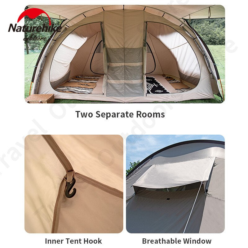 [Pre-Order] Naturehike CLOUD VESSEL Series 4 Rod Tunnel Camping Glamping Portable Outdoor Tent Camp Family Group Party Waterproof Windproof 20 SQM Large Shelter with Projector Screen Nature Hike