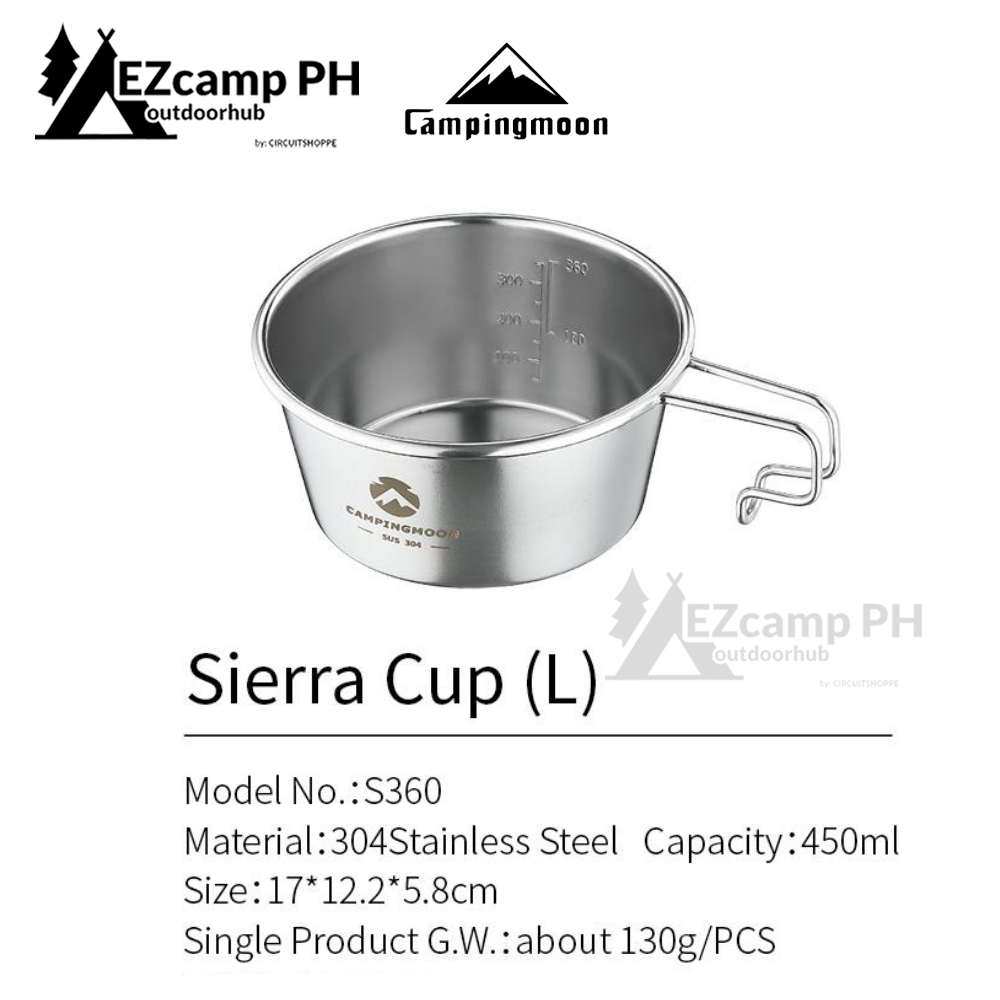 CAMPINGMOON Multi-Function Sierra Bowl Stainless Steel Hanging Cup Tableware Cookware Utensil 310/450ml Outdoor Camping Ultralight Kitchen Cooking