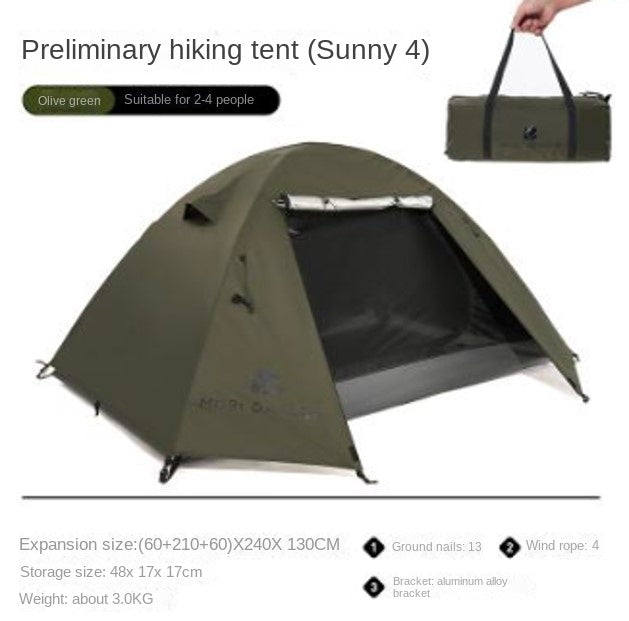 MOBI GARDEN SUNNY DAY Hiking Tent Oudoor 2-4 Person Portable Folding Ultralight 3 Season Waterproof Windproof Silver Coated Sunscreen Camping Outdoor Travel Picnic Backpacking Trips Sunny Tent Heavy Duty Original MobiGarden