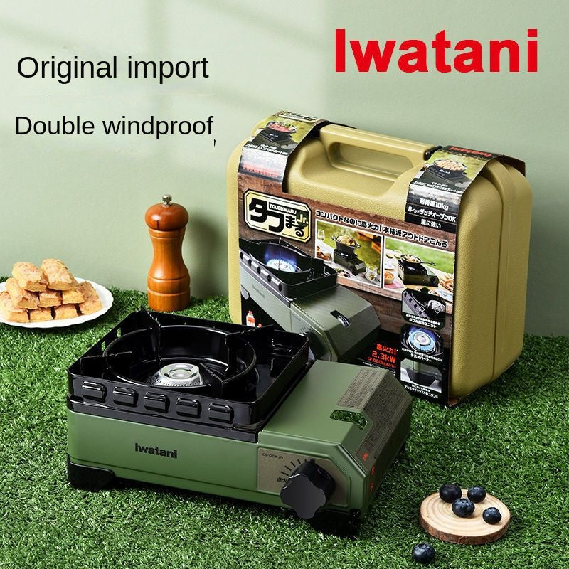 Iwatani Tough Maru Jr. Outdoor Stove Portable Butane Canister Cassette Stove With Double Integrated Windshield And Storage Case Made in Japan Jr Junior