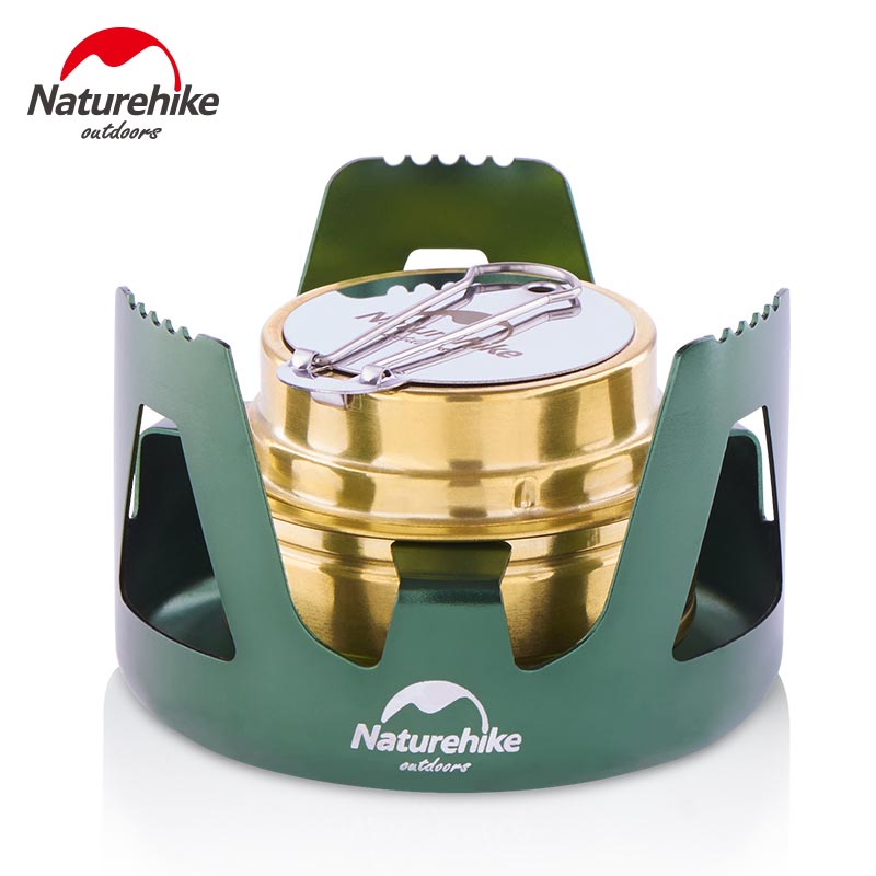 Naturehike Mini Alcohol Gas Fuel Stove with Carry Bag Lightweight Portable Outdoor Brass Spirit Burner Aluminum Stand Camping Picnic Backpacking Hiking Nature Hike