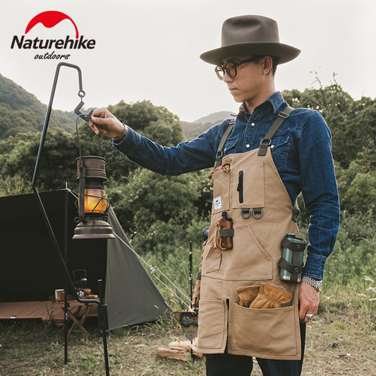 Naturehike Outdoor Storage Tool Apron 350g Ultralight Canvas Unisex Work Apron Camping Picnic BBQ Kitchen Equipment Tools Pockets Nature Hike Water and Dirt Resistant