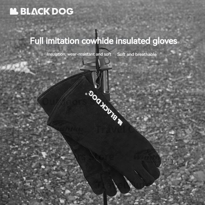 BLACKDOG by Naturehike Black Cowhide Leather Camping Working Gloves Super High Temperature Heat Resistant Comfortable Safety Extended Cooking Grilling