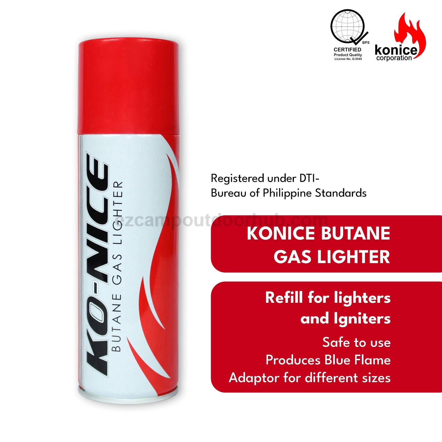 KONICE Butane Gas Lighter Universal Compatibility 5-in-1 Adjustable Nozzle Adaptor High-Performance Flame Igniter Fluid Safe & Reliable Outdoor