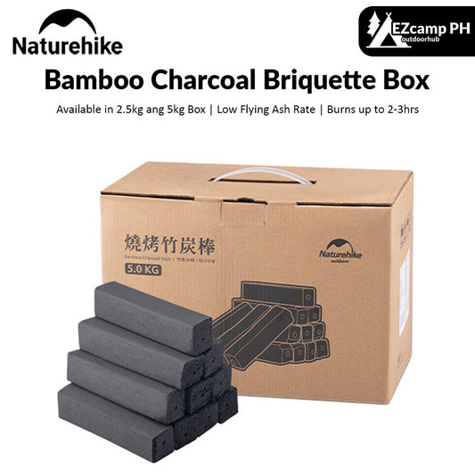 Naturehike Bamboo Charcoal Briquette Box Set Outdoor Camping BBQ Grill 2-3H Burning Time 2.5/5kg Natural Environment Friendly Smokeless Fast Ignition Square Shaped Nature Hike