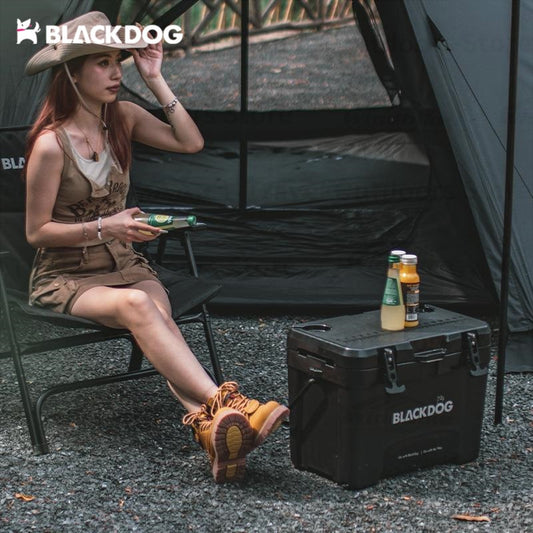 BLACKDOG by Naturehike 26L Rotomolded Black PP Cooler Box Cold up to 108H Camping Outdoor Ice Food Drink Insulated Storage Chest Black Dog Nature Hike