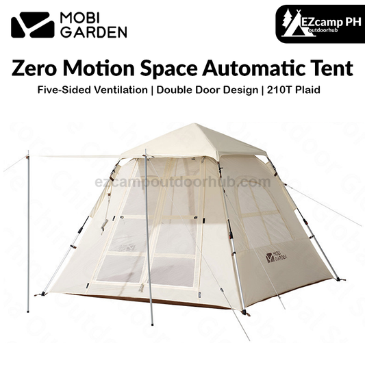 MOBI GARDEN Zero Motion Space Automatic Tent Portable Lightweight 3-4 Persons Quick Open Tent Double Door Design Five Side Ventilation Family Tent