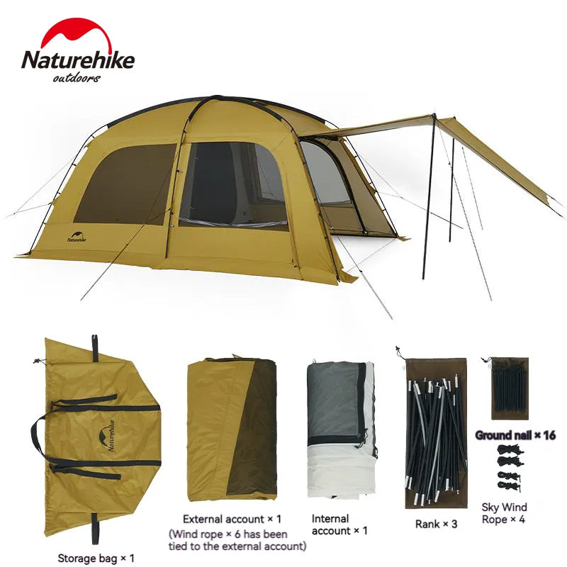 Naturehike DUNE Series 10.9 4 Season 1 Detachable Bedroom 1 Living Room Camping Tunnel Tent Extended Large Canopy 3 to 6 Person 10.9m² Space Waterproof UPF50+ Nature Hike Outdoor Shaqiu