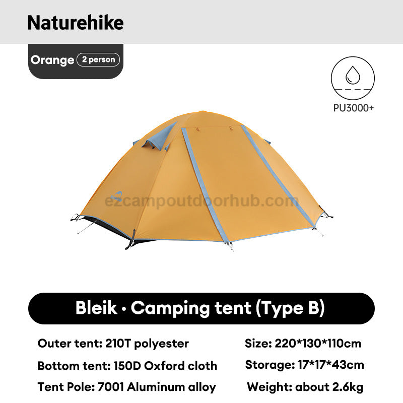 Naturehike BLEIK Series Tent 2-3 Persons Ultralight Double Awning Tent Breathable P-Series Gen 2 Crossbar Structure Design Outdoor Camping Hiking