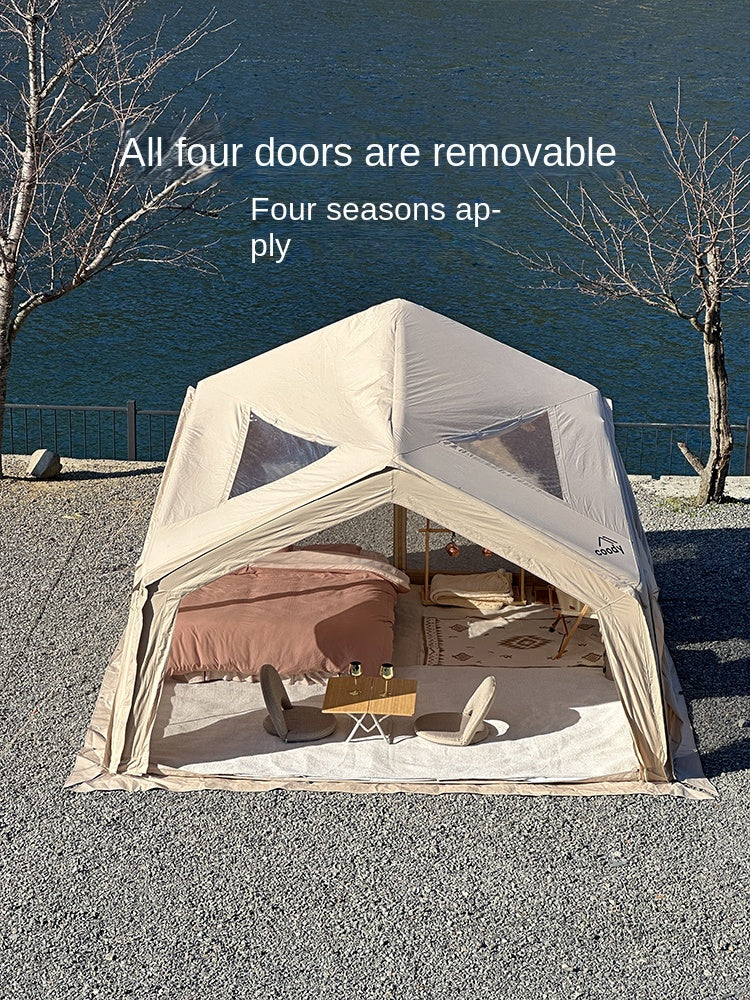 Coody HUB Shelter 13 Air Inflatable Outdoor Camping Tent 4-6 Persons Main Hub Modular Station Air Tents Waterproof Black Vinyl Coated Sunscreen Rain Cover