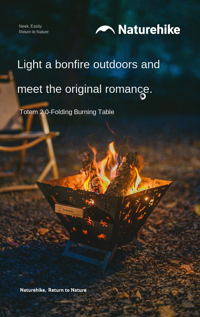 Naturehike TOTEM 2.0 Folding Fire Table Portable Ultralight Multipurpose Wood Stove Fire Pit Bonfire Firewood BBQ Grill Outdoor Camping