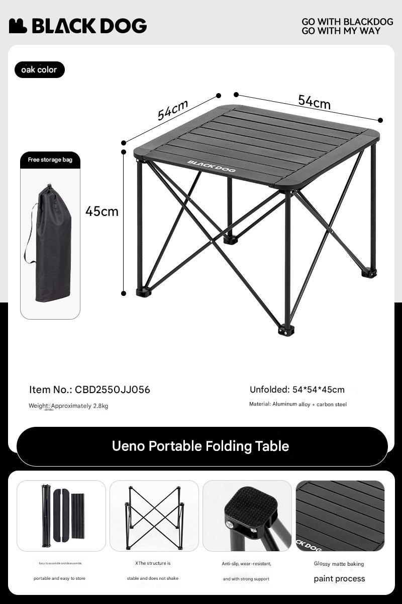 BLACKDOG Aluminum Alloy Egg Roll Table Portable Folding Camping Coffee Dining Table Outdoor Hiking Picnic Beach Foldable Board Triangular Cross Support