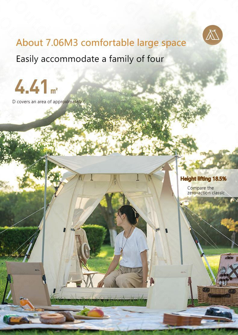 MOBI GARDEN Zero Motion Space Automatic Tent Portable Lightweight 3-4 Persons Quick Open Tent Double Door Design Five Side Ventilation Family Tent