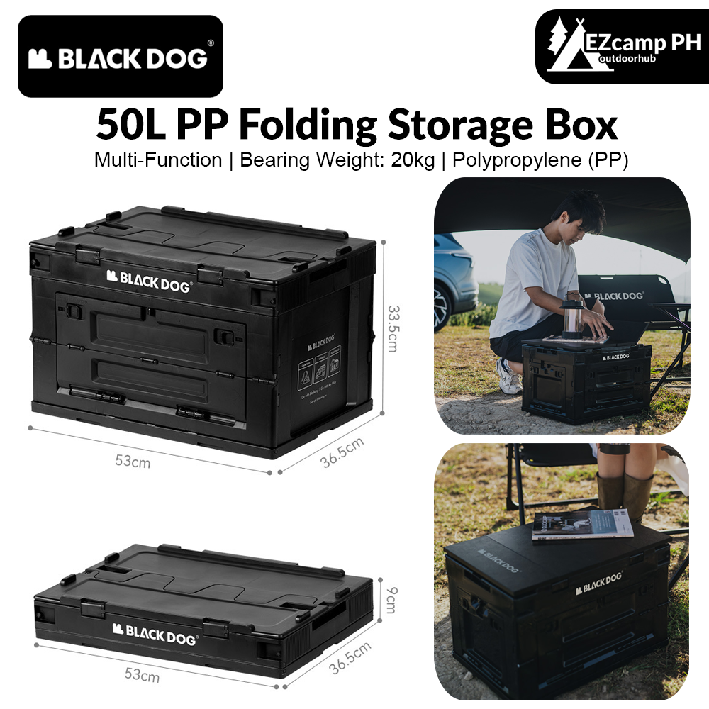 BLACKDOG PP Collapsable Camping Storage Box With Optional Wood Tabletop Add-on 25L / 50L Multifunctional Portable Storage Case Car Organizer Hiking