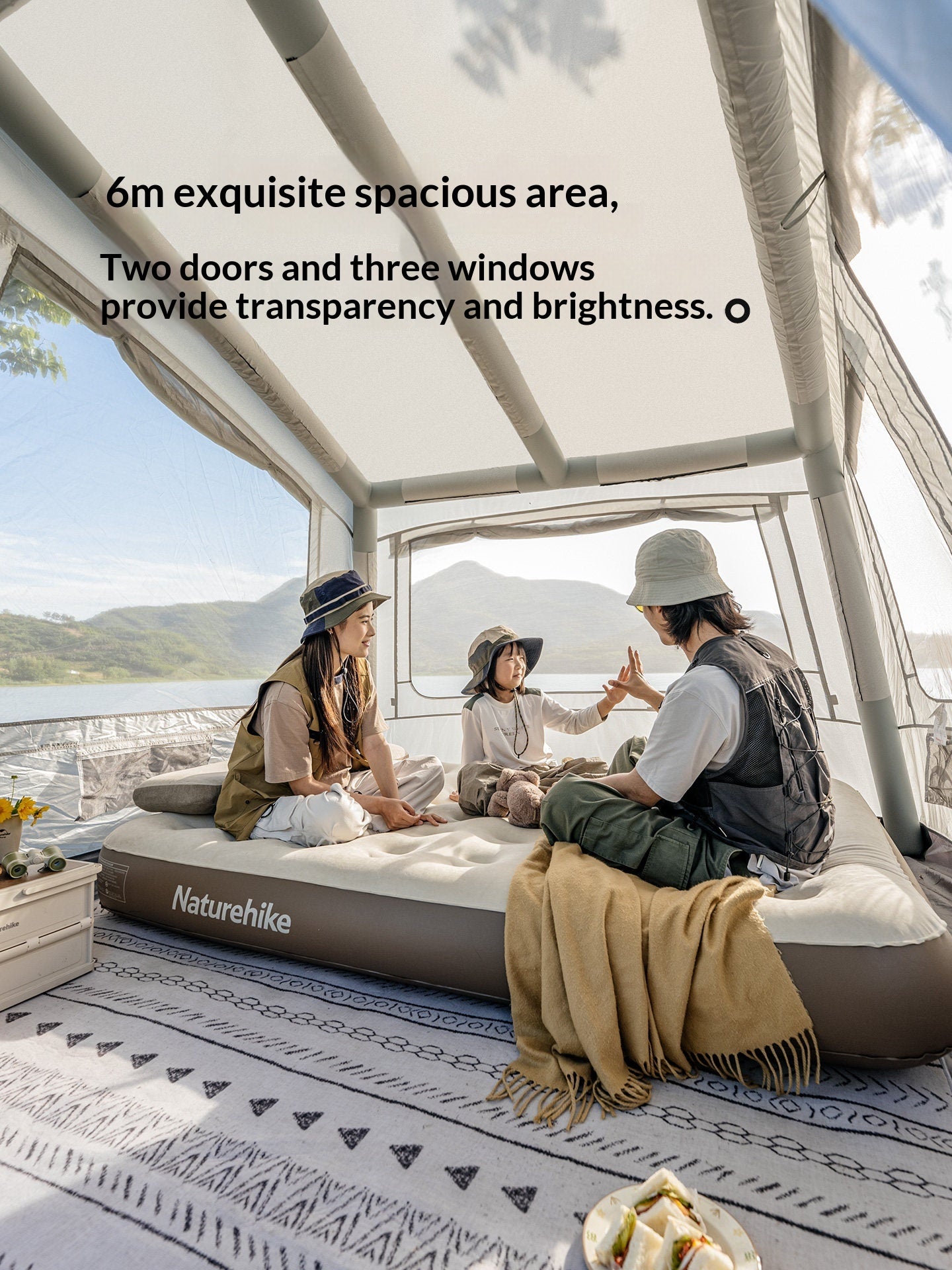 Naturehike AIR FL 6.0 / 3.0 Air Inflatable Tent 2-4 Persons Fast Build Modular Multiple Setting PVC Air Poles Waterproof Sunscreen Outdoor Camping