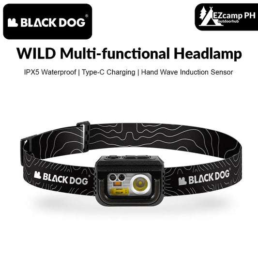 BLACKDOG by Naturehike WILD Multifunctional Induction Sensor Headlamp USB Charging Rechargeable Outdoor Camping Hiking Black Head Lamp Light IPX5 Waterproof Original Heavy Duty Black Dog Nature Hike