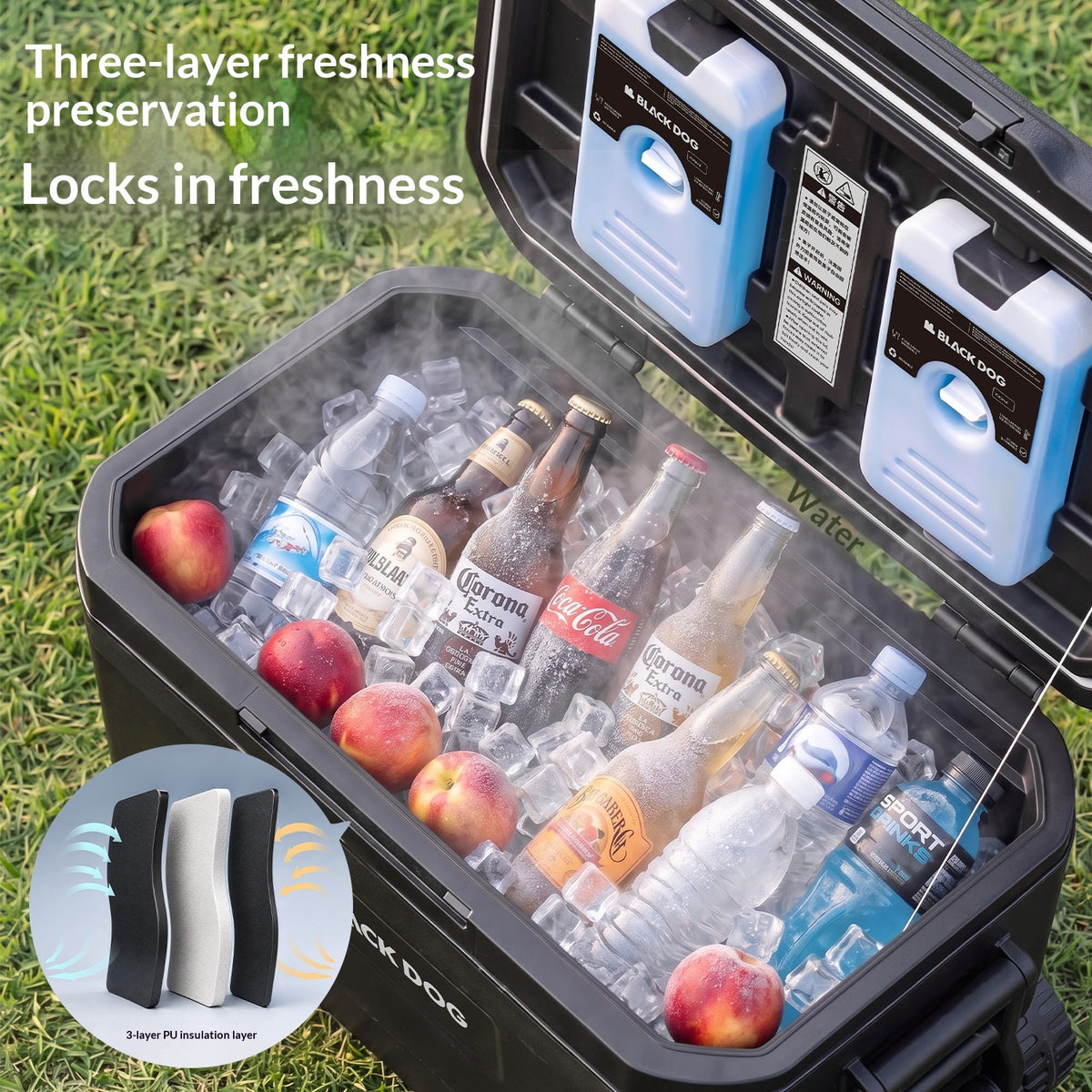 Blackdog 47L Wheeled Cooler Box with Pull Handle Large Capacity Ice Chest for Camping Outdoor Picnic