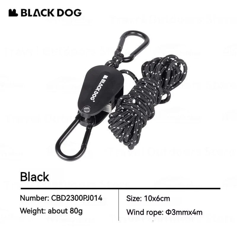 BLACKDOG Wind Rope Adjuster Portable Pulley Design Easy Windproof Canopy Tarp Tent Setup Strong Load Bearing Reflective Line Buckle Tensioner Hook