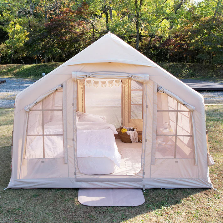 Coody Premium Cabin AIR 8.0 Air Inflatable Tent 4-6 Person 8m² Interior Space Blended Cotton Waterproof Outdoor Camping Black Vinyl Coated Sunscreen Rain Cover
