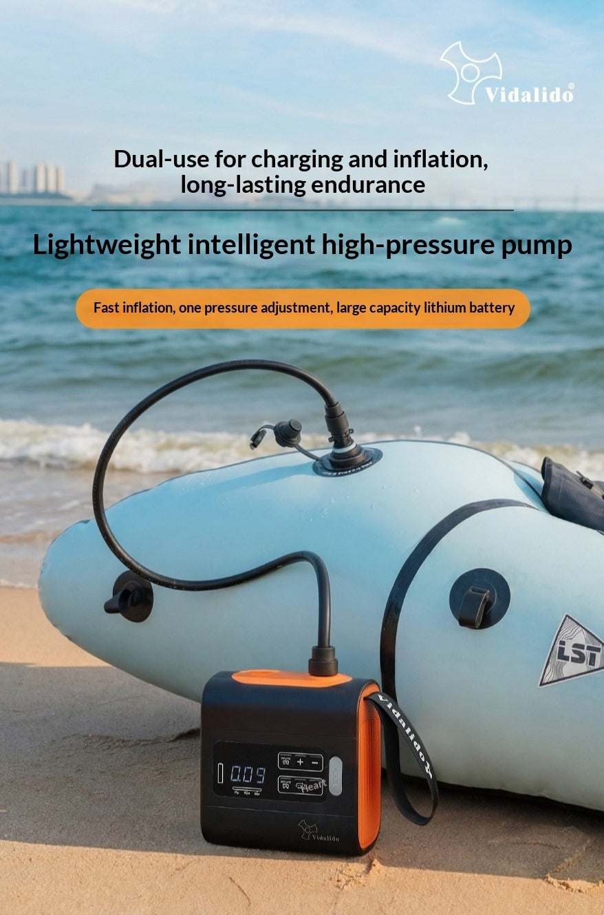 Vidalido Smart High Pressure Air Pump Portable Lightweight Automatic Inflation & Deflation Electric Air Pump Fast Charging 5000mAh Battery Outdoor Camping
