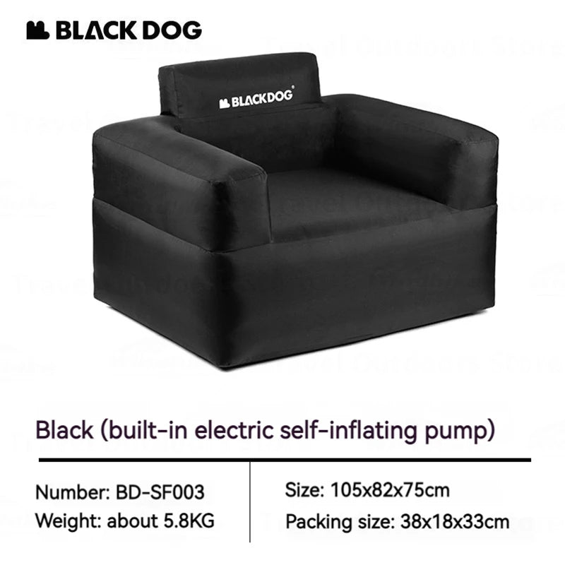 BLACKDOG by Naturehike Automatic Air Inflatable Black Camping Double Portable Sofa Bed 45cm Height up to 300kg Max Load Built-in Electric Air Pump USB C Rechargeable Outdoor Beach Picnic Waterproof Lazy Chair Black Dog Nature Hike