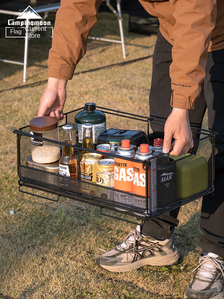 Campingmoon IGT Storage Rack 2-Unit Multipurpose Integrated Grill Table Stackable Rack Collapsible Outdoor Folding Desktop Storage Container CK-51BK
