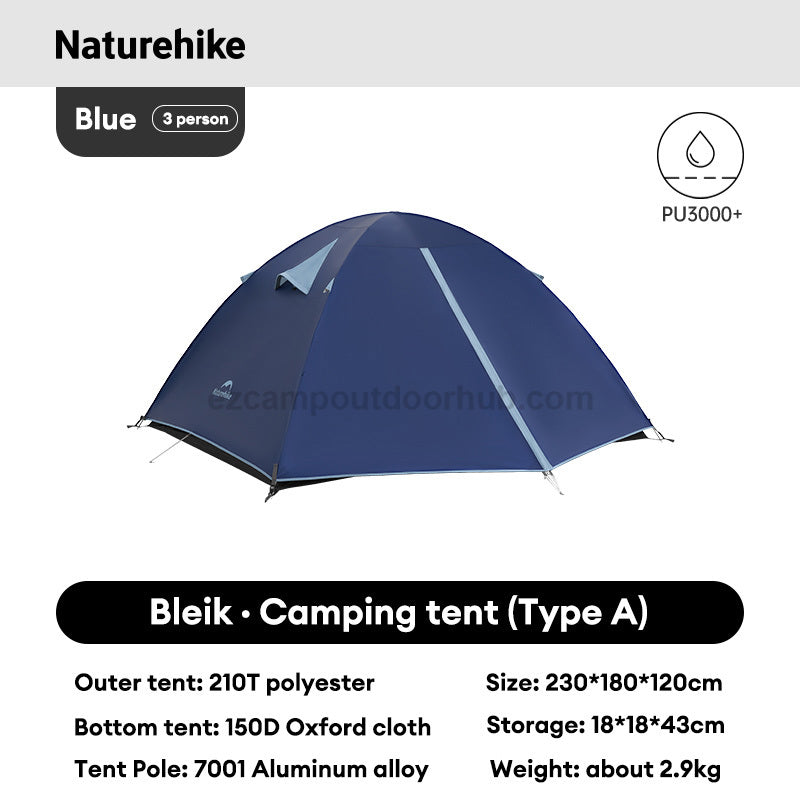 Naturehike BLEIK Series Tent 2-3 Persons Ultralight Double Awning Tent Breathable P-Series Gen 2 Crossbar Structure Design Outdoor Camping Hiking