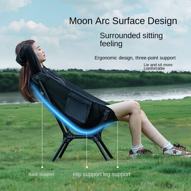 BLACKDOG Height Adjustable Folding Moon Chair Upgraded Portable