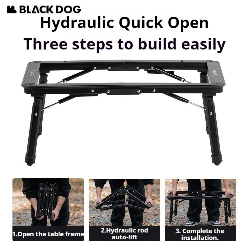 BLACKDOG IGT Tactical Hydraulic Table Portable Quick Opening Tactical Desk Aluminum Alloy 3 Level Adjustable Height Outdoor Camping BBQ Picnic