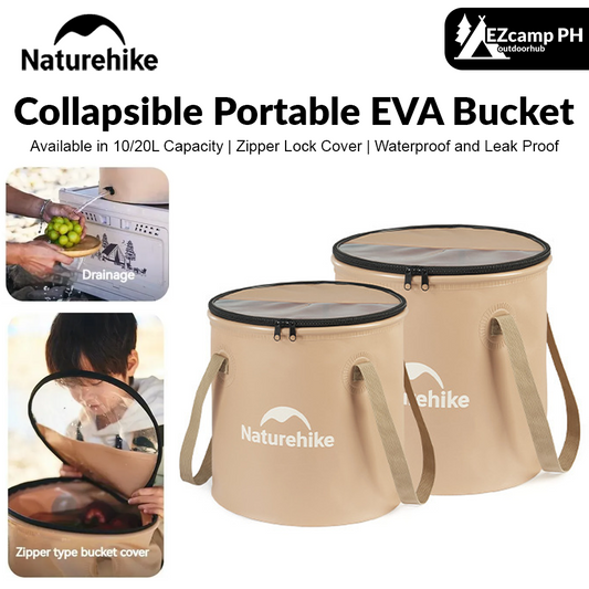 Naturehike 10L/20L Collapsible Water Bucket EVA Food Grade Round Storage Container Box Foldable Outdoor Camping Waterproof Drinks Ice Fruits Wash Basin Portable Folding Basket with Cover Nature Hike