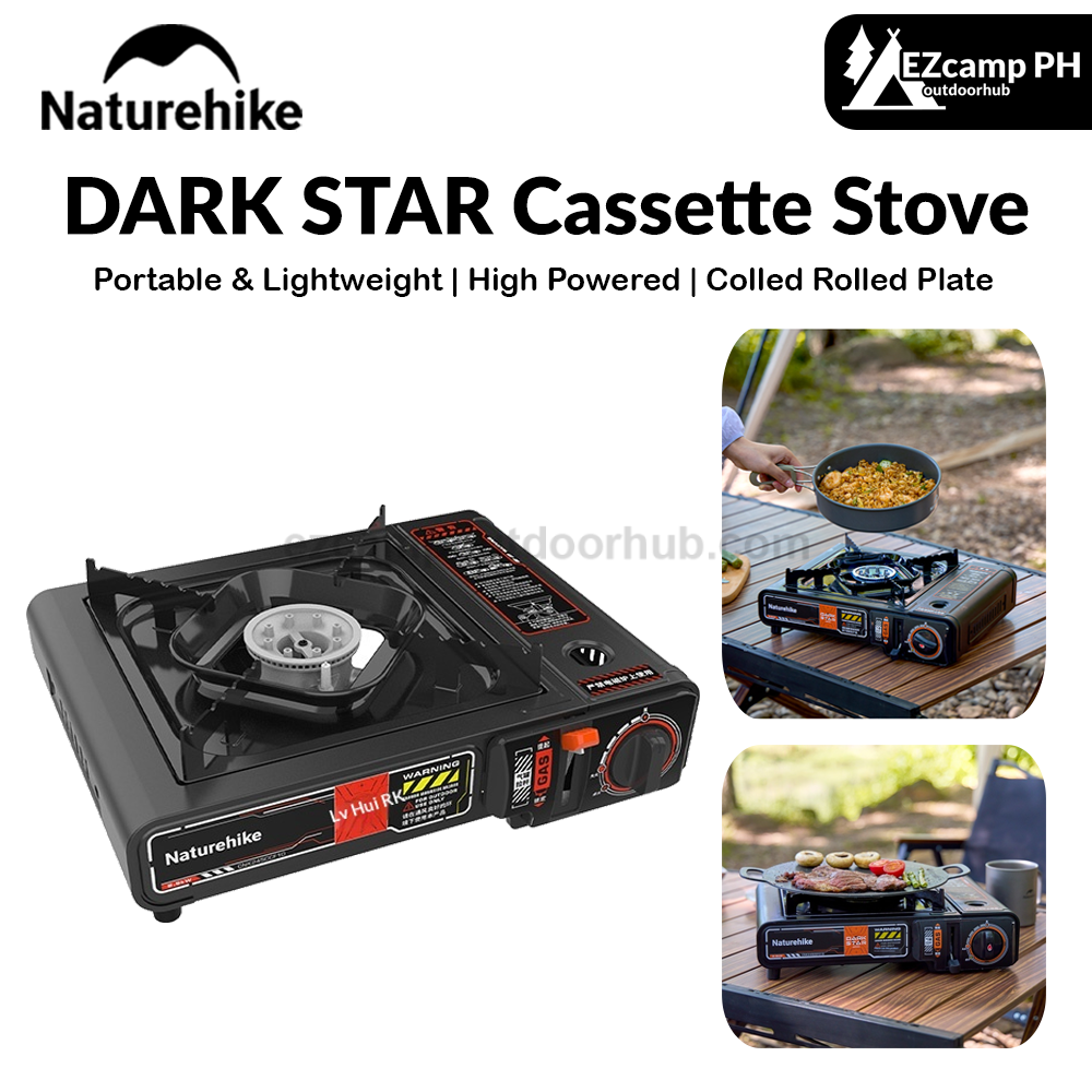 Naturehike DARK STAR Cassette Stove 2.9kw Firepower Basic Burner With Storage Case Windproof Stove Rack Stepless Rotating Knob Butane Canister Outdoor